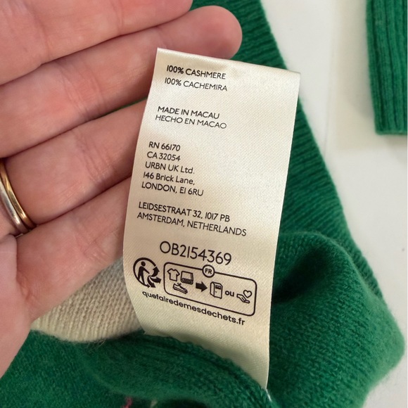 Free People Sweater Womens Medium 100% Cashmere Addie Argyle Green Oversized - Picture 10 of 12